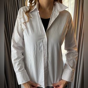 J. Crew Pink and Navy Pin-striped button down dress shirt | Medium